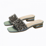 Suvised lahedad sussid naistele Mood, lamedad vabaaja rannaslaidid Naiste luksuslikud kivist peep varbad, pehme tallaga l&auml;ikivad sandaalid 35 sinine