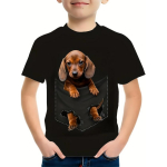 Laste T-s&auml;rk Pocket Dog 3D Prinditud Poisi T-s&auml;rk Beebipoisid T&uuml;drukud Topid L&uuml;hikeste varrukatega T-s&auml;rgid Laste riided Multifilmi poisi T-s&auml;rk 4-5Y