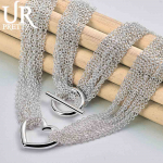 925 Sterling H&otilde;be Naiste Mitmerealine S&uuml;damekujuline Mood Pulmaehted 45CM