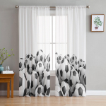 Jalgpall Sport Jalgpall L&auml;bipaistvad kardinad elutoa kaunistamiseks Aknakardinad k&ouml;&ouml;gi jaoks T&uuml;ll Voile Organza kardinad W135 x H115cm x1&Rod Pocket