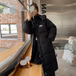 Naiste s&uuml;gis- ja talvine paksendatud sulejope &uuml;le p&otilde;lve, keskmine ja pikk puuvillase polsterdatud jope, temperament ja mitmek&uuml;lgne jope XXL must