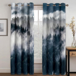 Metsaprindiga kardinad Džunglipuu Loodusmaastik Aknaeesriided Elutuba Magamistuba Kosk Vasakule ja Paremale Kahepoolselt Avanev W60H60(CM)x2PCS&HOOK