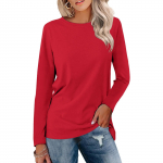Naiste mood vabaaja pikkade varrukatega, kaelusega pullover top pluus L punane