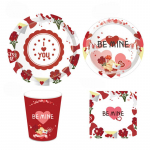 8 tk. S&otilde;brap&auml;eva &uuml;hekordsed lauan&otilde;ud &Uuml;hekordselt kasutatav pabertaldrik armas roosa armastuse kuju pulmade s&uuml;nnip&auml;evaks peotarbed Knife 8pcs