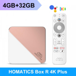 HOMATICS Box R 4K Plus TV Box AndroidTV 12 koos Netflixi Google'i sertifikaadiga Amlogic S905X4 4G32G ATV Box 4G32G valge