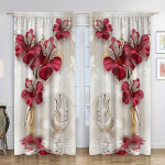 2 tk Luksuslik Kaunis Punane Roos Kuldsete Lillede Prindiga Kardinapuu Taskuga Kardin Magamistoa ja Elutoa Kodu Ruumi Dekooriks W50xH160(CM)x2pcs&Grommet Top