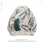 Kampsunid Meeste Harajuku Mood Kootud Hip Hop T&auml;navar&otilde;ivad Dinosauruse Multifilm Pullover O-kaelusega Oversize vabaaja meeste kampsunid S