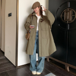 Trenchcoat Naiste Kevad ja S&uuml;gis Uus Korea Versioon L&otilde;tv Suur Suurus Vabaaja V&otilde;&otilde;rap&auml;rane Stiil Kapuutsiga Mantel S