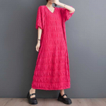 Suures suuruses naiste kleit suvine uus moodne pullover, sirge vaba pikk kleit, plisseeritud must elegantne One Size must