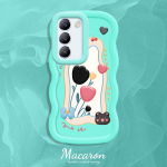 V&auml;rvitud muster Big Wave Edge pehme silikoon materjal Macaron telefoni &uuml;mbris p&otilde;rutuskindel kaitsev kummist korpus OnePlus Vivo Motorola Moto jaoks Vivo Y78 5G must