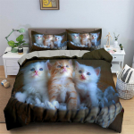 Armas Valge Kassi Voodipesu Komplekt Pehme Pol&uuml;ester Kutsika Voodipesu Lastele T&uuml;drukutele Kingituseks Twin Single Queen King T&auml;issuurus Tekikott EU single(135x200cm)
