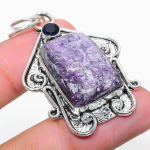 Lepidolite, Blue Topaz 925 Sterling Silver Jewelry Pendant 2.17 q9o67