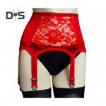 Naiste sukapael 6 k&uuml;&uuml;nega &otilde;&otilde;nsad l&auml;bipaistvad pits-lilletikandid k&otilde;rge v&ouml;&ouml;kohaga elastsed sukad Fixer Club Party Mesin&auml;dalate sukapael L punane