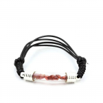 Pierres et Min&eacute;raux. Bracelet Grenat Rhodolite brut. Couleur noir.