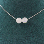 Pierres et Min&eacute;raux. Collier 2 perles Pierre de Lune 8 mm. Chaine en acier inoxydable Collier femmes, hommes. Taille personnalisabl