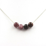 Pierres et Min&eacute;raux. Collier perles Oeil de Tigre rouge + L&eacute;pidolite 8 mm. Chaine en acier Collier femmes, hommes. Taille personnal