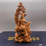 7.3X4.8X16.5CM Hiina stiilis loominguline kalju k&uuml;press, pukspuu, peenelt nikerdatud Guanyini kaunistused, kodu ohvriannid, kujud, k&auml;sit&ouml;&ouml;