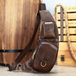 Vintage Ehtne Nahast Rinnakott Meestele Esmaklassiline Vabaaja Meeste &Uuml;he &Otilde;la Crossbody Kott &Uuml;lemise Kihi Veisenahast Poolkuu Rinnakott must