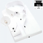 Meeste teemantn&ouml;&ouml;biga valge k&otilde;rge puuvillasisaldusega kortsumatu pikkade varrukatega s&auml;rk - kevad-s&uuml;gis vabaaja pidulik riietus 37 (85-100 lbs)