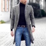 2019 Meeste Trendikas Pikk Ruuduline Villane Mantel L