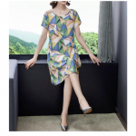 Naiste suvemood avara tr&uuml;kiga O-kaelusega l&uuml;hikeste varrukatega vabaaja kleidid Naiste riided Trend V&auml;limus &otilde;huke, v&auml;&auml;nduv A-joonega seelik M