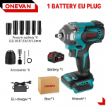 ONEVAN 1200 N.m Harjadeta Elektriline L&ouml;&ouml;kmutriv&otilde;ti 1/2'' Juhtmeta 3 Funktsiooniga Elektriline Kruvikeeraja Puur T&ouml;&ouml;riist Makita 18V Aku jaoks 1Battery-12pcs Set
