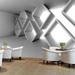 3D Tsemendisein Geomeetrilised Hooneid Ruumi Laiendav Seinamaal Magamistoa Diivani Abstraktne 3D Tapeet 200 cm(W) x 140 cm(H)