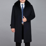 Meeste villane pikk mantel Talvine ka&scaron;miir mantel P&auml;ris k&uuml;&uuml;liku karusnahk paks soe talvine meeste hernemantel karusnaha vooder M tumesinine v&auml;rv