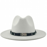 Uus meeste naiste laia &auml;&auml;rega villane vildist Fedora Panama m&uuml;ts v&ouml;&ouml;pandlaga Jazz Trilby Cap Party pidulik silindriga roosa, must 56&ndash;60 cm 56-58CM