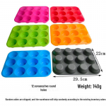 12 auguga &uuml;mmargune silikoonist koogivorm muffinite, želee, pudingu, k&uuml;&uuml;nalde valmistamiseks Gray