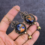 Sodalite Handmade Copper Wire Wrap Jewelry Earring 3.55 p2u42
