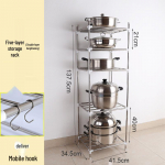 Roostevabast terasest mitmekihiline p&otilde;randal seisev riiul k&ouml;&ouml;gi ja vannitoa kraanikausi ja pottide hoiustamiseks