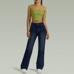 Naiste k&otilde;rge v&ouml;&ouml;kohaga pestud naiste teksad Moodsad mitmek&uuml;lgsed sirge s&auml;&auml;rega p&uuml;ksid XXL