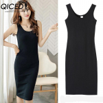 QICED Naiste moodne &uuml;markaelus Seksikas varrukateta minikleit Moekleit S must