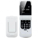 0,66 Mini Klapptelefon V&auml;ikseim klapiga FM juhtmevaba Bluetooth 3.0 helistaja k&auml;ed-vabad k&otilde;rvaklapid &uuml;he SIM-kaardiga telefon valge