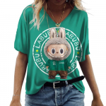 Labubu l&uuml;hikeste varrukatega puuvillane T-s&auml;rk, suvi 2025, poolpikkade varrukatega, Ins stiil, k&otilde;ikidele riietele sobiv t&auml;navamood, vabaaja naiste l&uuml;hikeste varrukatega L