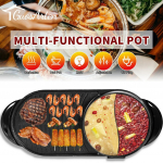 1200W 110V 2-&uuml;hes elektriline kuum pott ahju suitsuvaba grillpann shabu pott mittekleepuv grillplaat kodune kuum pott k&uuml;psetusplaat