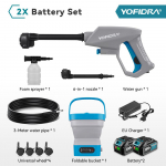 YOFIDRA 100BAR Elektriline survepesur kokkupandava 15L paagiga Autopesu Aia veepihustusp&uuml;stol Makita 18V aku kinnitusega 2 Battery Set