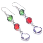 Natural Amethyst, Garnet Gemstone 925 Sterling Silver Earring 2.36 t3y90