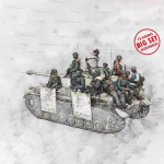 1/35 vaikfiguuri v&auml;rvimata mudelikomplekt, Teise maailmas&otilde;ja s&otilde;jaline teema, (13 s&otilde;durit, mitte &uuml;htegi tanki) Lahti monteerimata ja v&auml;rvimata GK, kuristik