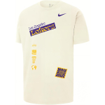 Nike X NBA City Edition Courtside Lakers T&auml;hestik Prindiga L&otilde;tv Vabaaja &Uuml;mmarguse Kaelusega T-s&auml;rk Meeste Pealsed Helekollane FV9274-901 L white