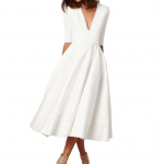 Naiste midikleit s&uuml;gava V-kaelusega A-joonega lendlev &auml;&auml;ris, &uuml;hev&auml;rviline, poolvarrukatega, puhast v&auml;rvi tutvumiskleit balli-peokleit, banketi-&otilde;htukleit M sinine