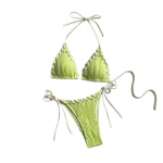 2 tk/komplekt Naiste bikiinikomplekt Seksikas Plisseeritud Lapitehnika V&auml;rviline Paeltega Kinnitatav Kaela tagant Kinnitatav Rinnahoidja K&otilde;rge V&ouml;&ouml;kohaga Ujumisp&uuml;ksid Komplekt Paeltega Kinnitatavad Rannar&otilde;ivad S