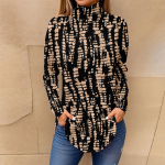 Naiste T-s&auml;rgid S&uuml;gises vabaaja pikkade varrukatega s&auml;rgid Vintage tr&uuml;kitud k&otilde;rge kaelusega pullover S
