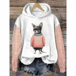 Naiste pusad Naljakad Kawaii Cat Animals Tr&uuml;kitud kapuuts Meestele Pusad Naiste riided Vabaaja pikkade varrukatega Unisex pulloverid XL