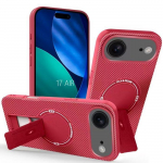 Coque de Protection - BOOLING - pour iPhone Air - Fibre de Carbone avec Cercle Magn&eacute;tique Support Rouge punane