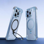 Luksuslik ehtsast nahast Magsafe magnetiline juhtmevaba laadimiskarp iPhone 17 16 15 14 13 Pro Max jaoks, 360&deg; p&ouml;&ouml;ratav r&otilde;ngashoidik, p&otilde;rutuskindel kate For iPhone 13 Pro Max sinine