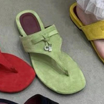 Madalad naiste sussid Disainerklipiga varba kingad Suede Slingback sandaalid Suvi 2025 Uued kingad Mood Pl&auml;tud Rannik Zapatillas Mujer 35 roheline