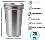 4 tk 24oz 700ml roostevabast terasest pint-tops, tervislik, purunematu ja virnastatav, metallist joogiklaasid 700ml