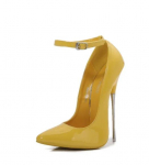 Ekstreemsed k&otilde;rged kontsad, 16 cm, naiste metallist kontsapumbad, mitmev&auml;rvilised k&otilde;rge kontsaga kingad, naiste pooltantsu seksikad kontsad Model Show Big Size 37 kollane